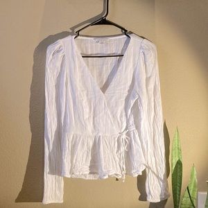 American Eagle White Long Sleeve Blouse